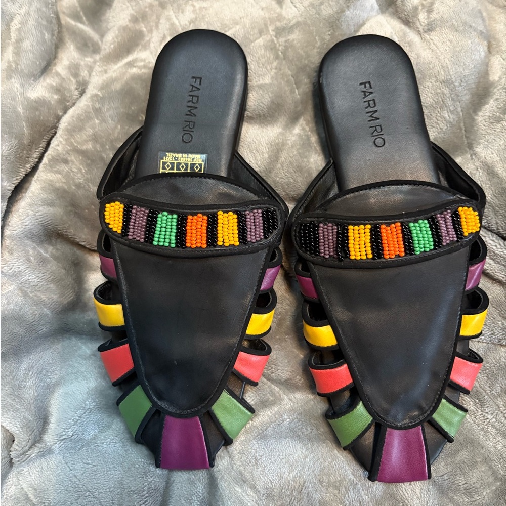 FARM Rio Rainbow Beaded Mules with Colorful size 37
